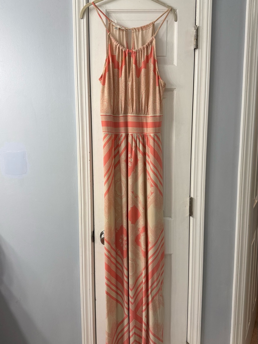 London Times Coral Halter Neck Maxi Dress